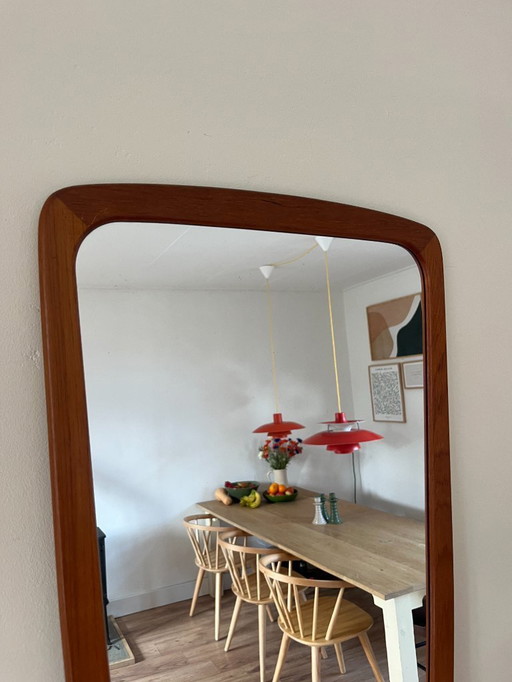 Vintage Deense teakhouten spiegel - prachtige randen - spiegel uit het midden van de vorige eeuw