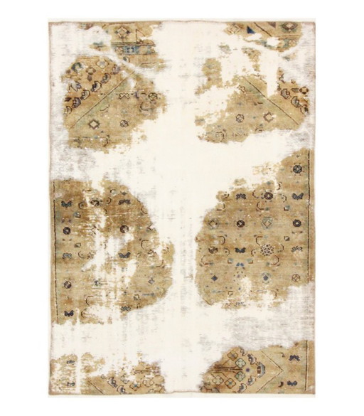 Oriental Hand-Knotted Vintage Art Classic & Relief Design 158 x 114 cm Beige Color