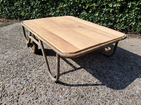 Image 1 of Buiscar stone cart lounge table with oak table top