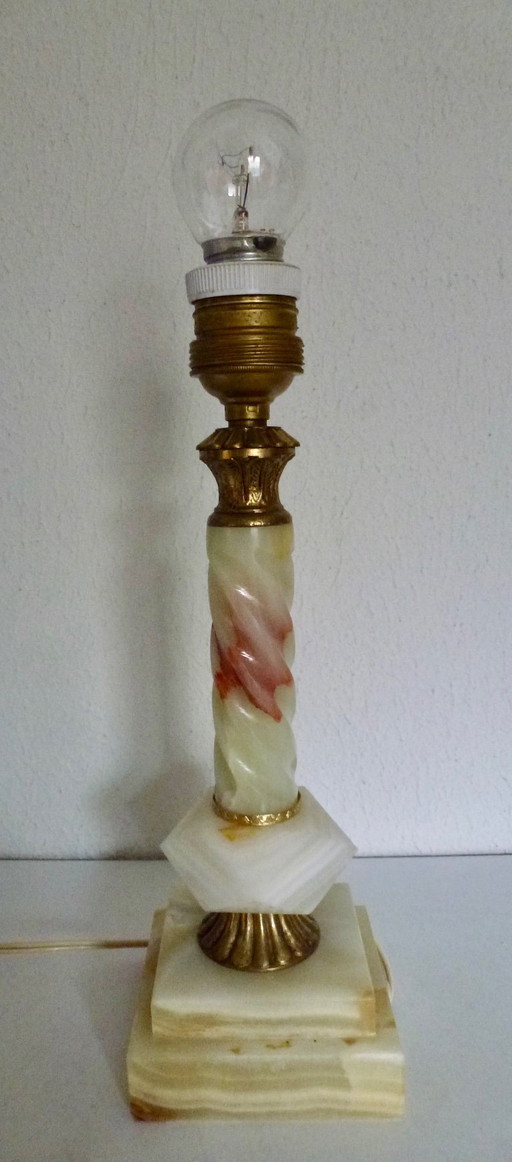 Vintage Tischlampenfuß aus Marmor-Onyx.