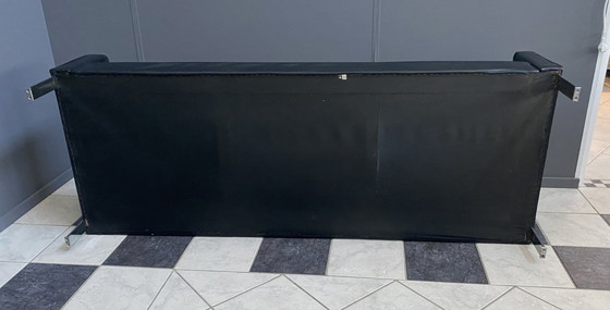 Image 1 of black leather Tecta 3-seat sofa by Hans Konecke 1960s 