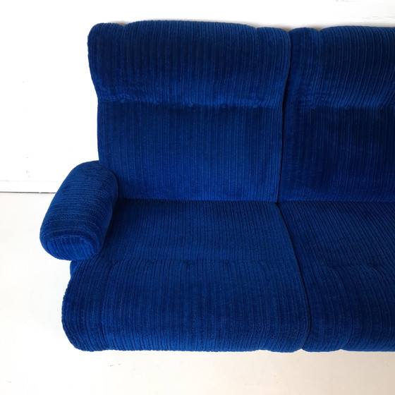 Image 1 of Vintage modulaire bank 3 delen koningsblauwe corduroy stof