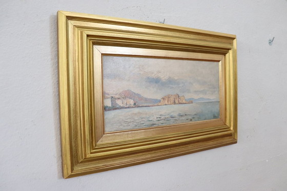 Image 1 of View of the Gulf of Naples, Oil Painting on Board, Italy Early 20th Century, Signed