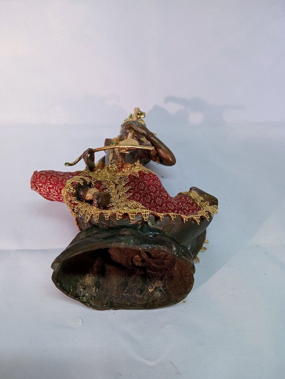 Scultura asiatica di una figura musicale, color bronzo, Sculture, Metallo, Marrone, Aziatisch (foto 8 di 8)
