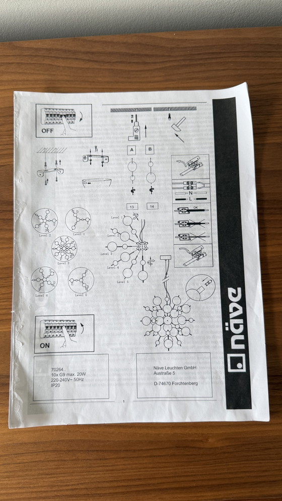 Image 1 of Näve Sputnik chandelier — chrome & glass, model 70264