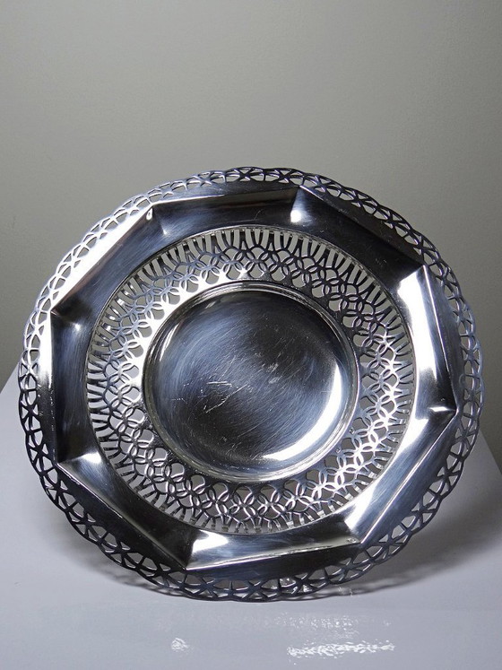 Image 1 of Large openwork bowl on a silver-plated metal stand, made by Dechamps Frères silversmiths