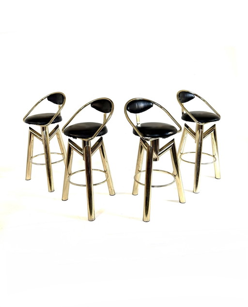 4x Italian bar stool Hollywood Regency style '80