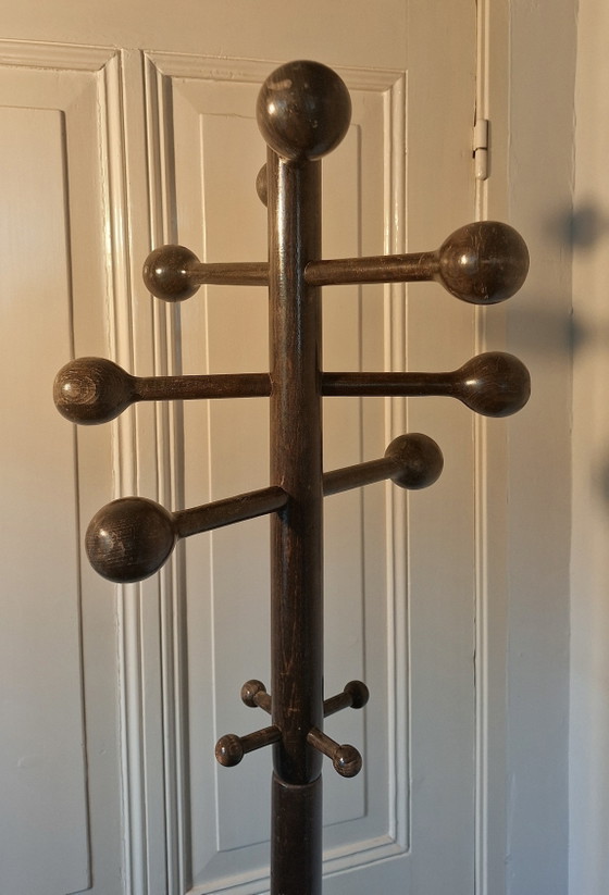 Image 1 of Beukenhouten sputnik kapstok jaren zeventig 