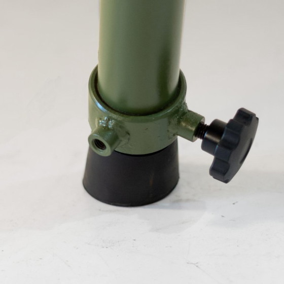 Image 1 of 1x panca industriale moderna di metà secolo per cavalli, metallo verde e pelle nera