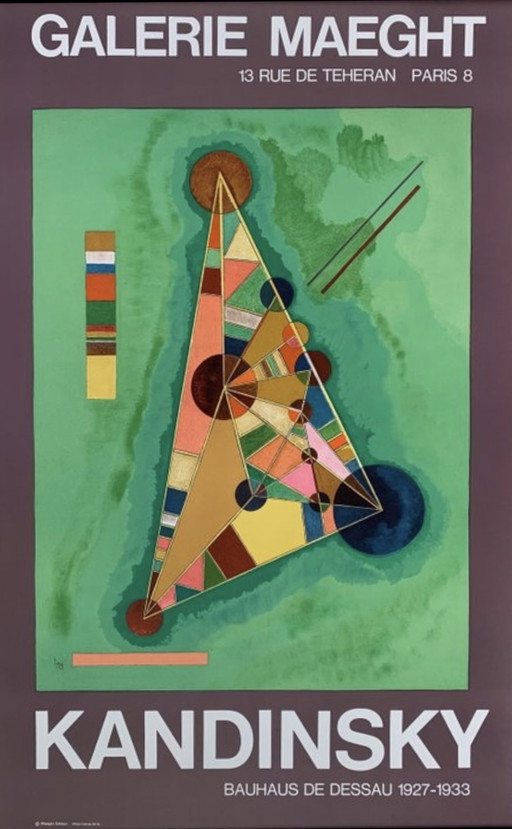 Wassily Kandinsky: "Bauhaus de Dessau". Zeldzame Offsetlithografie, Jaren Tachtig. In Uitstekende Staat.