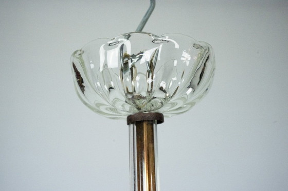 Image 1 of Art Deco Clear Murano glass chandelier. Italy 1940s
