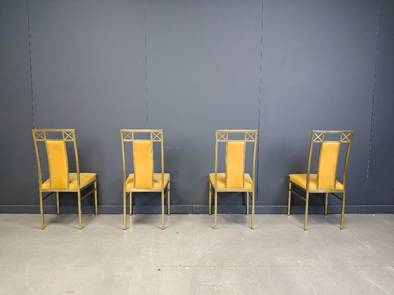 Image 1 of Sedie da pranzo vintage in ottone di Belgochrom, anni '70