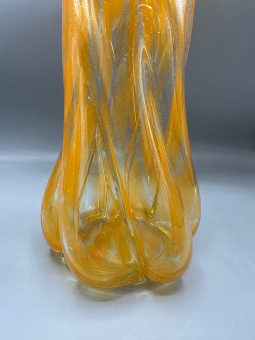 Murano vase orange hand-blown designer vase