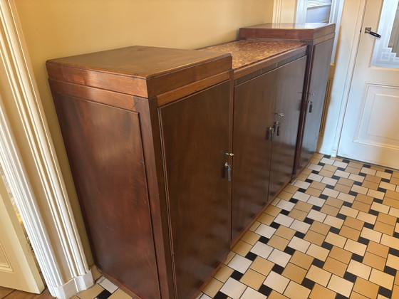 Image 1 of Art Deco School Amsterdamse cantoor con ufficio, dressoir con rood marmer blad e 2 stoelen