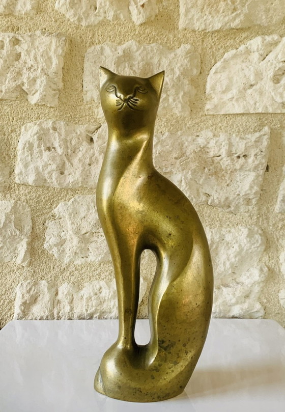 Image 1 of Sculpture de chat siamois en laiton