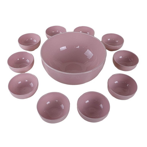 Set di ciotole in ceramica rosa, design francese, anni '80, prodotte in Francia