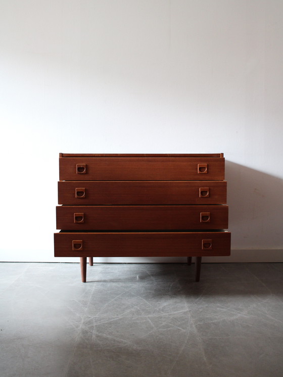 Image 1 of Vintage Danish deep chest of drawers in teak