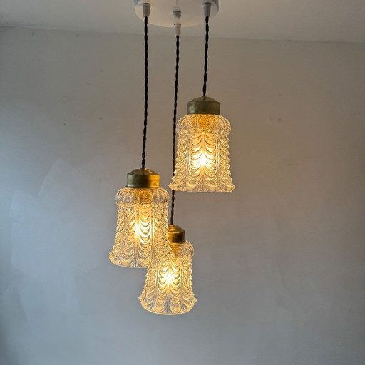 ANTIQUE 3-LIGHT VINTAGE WATERFALL CHANDELIER 1960