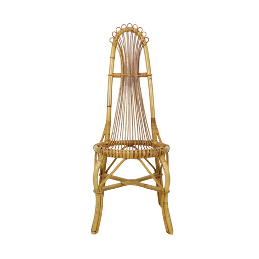 Chaise en rotin de bambou Boho Mid Century
