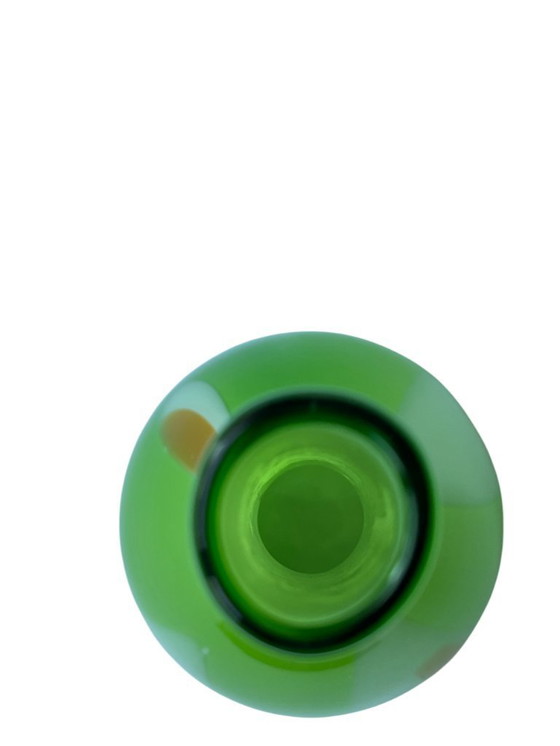 Image 1 of Design italiano - Vaso a goccia verde lime anni '70 in vetro incamiciato
