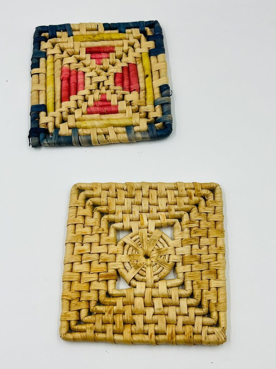 Image 1 of Pair of vintage braided fiber trivets