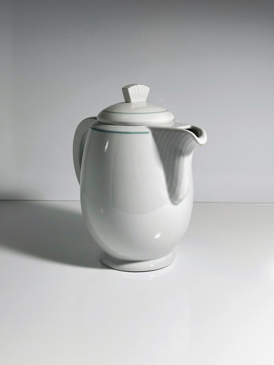 Image 1 of 1980 Art Deco Revival theepot vintage jaren 80 kan koffiepot theepot porselein wit keramiek