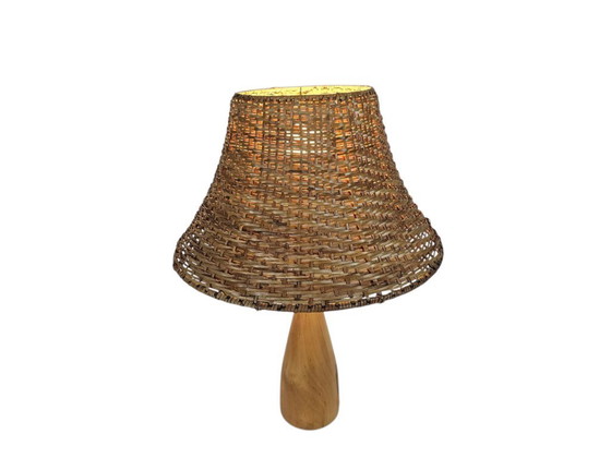 Image 1 of Ikea - Ikea LÄNS - lampe de table - bois - osier - type B 9804 - années 1990