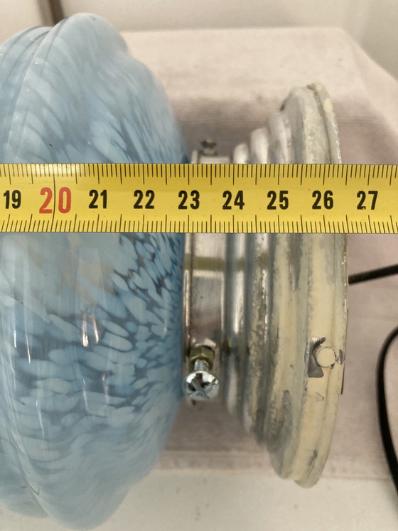 Image 1 of Vintage 1960s Clichy Blue Glass Table or Hanging Lamp