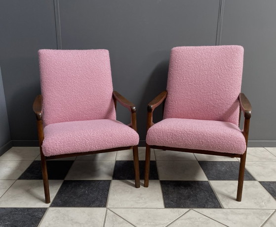 Image 1 of Pink Boucle Jiri Jiroutek chairs 1960s
