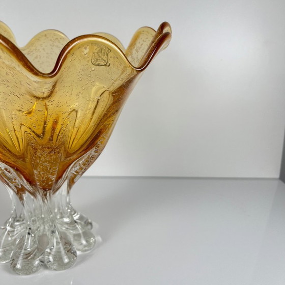 Image 1 of Murano-stijl amberkleurige glazen schaal, 1970