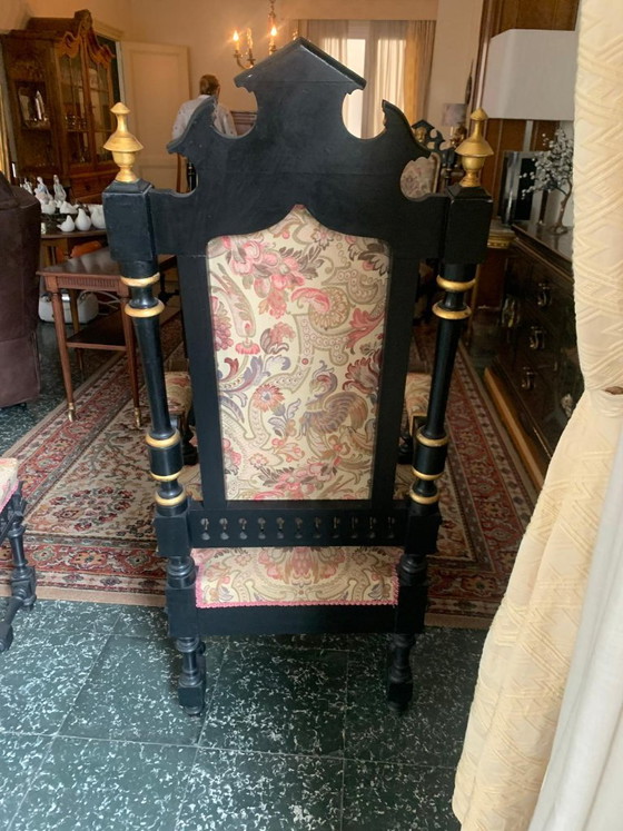 Ebonized and Gilded Historicist Armchair – Dining chairs, Wood (photo 3 of 7)