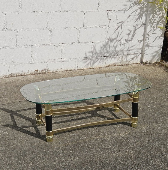 Image 1 of Italian Faux Tusk Glass Coffee Table Tommaso Barbi Style 80s