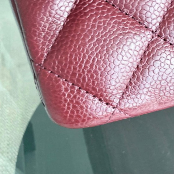 Image 1 of Chanel Classic Flap Maxi - Caviar Double Flap Quilted Burgundy Gold Hardware Series 21
