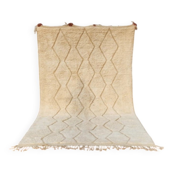 Beni Ouarain rug 300x200 cm – Natural cream wool – Diamond pattern in tone – Rugs & carpets, Cotton (photo 2 of 14)