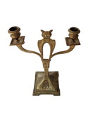 Copper candlestick with owl - Art Nouveau