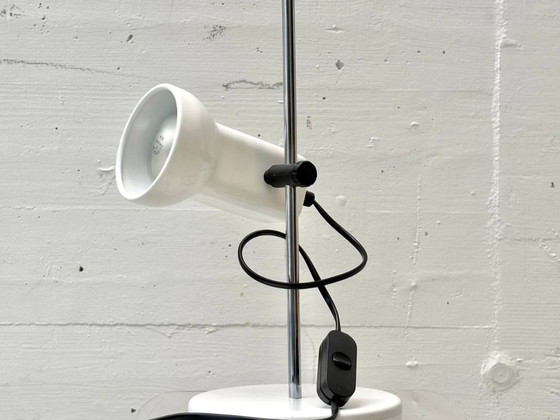 Image 1 of Lámpara de mesa de metal blanco estilo era espacial, década de 1970.