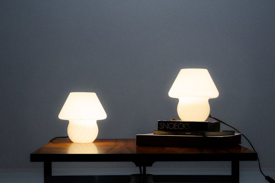 Image 1 of Set of 2 Mushroom Table Lamps by Venini for Mazzega, Italy, 1960s