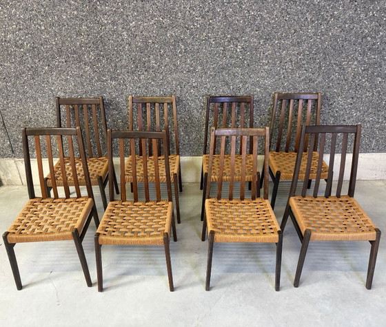 Chaises de salle à manger danoises en corde, lot de 8 - années 60 – Paper, Wood (photo 7 of 10)