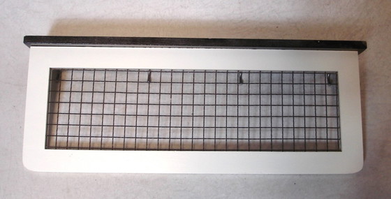 Image 1 of Appendiabiti da parete vintage con cappelliera in legno e filo di ferro, bianco e nero, anni '50