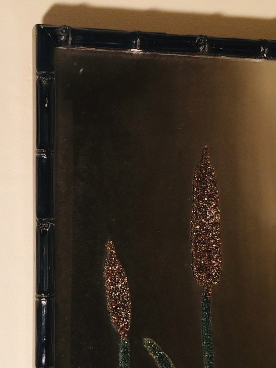 Image 1 of 80s Vintage ' Eend ' bamboe spiegel 