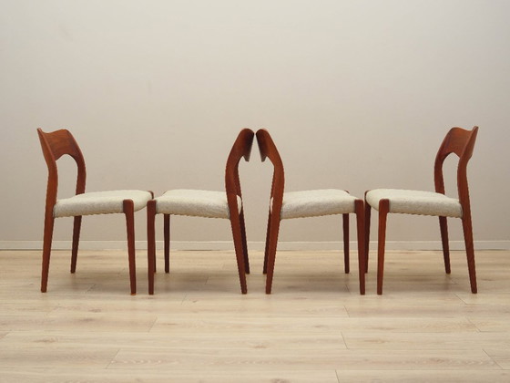 Image 1 of Set di quattro sedie in teak, design danese, anni '60, designer: Niels Otto Møller
