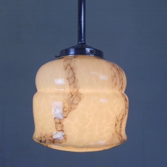 Image 1 of Art Deco pendant lamp with marbled glass shade, 1930s