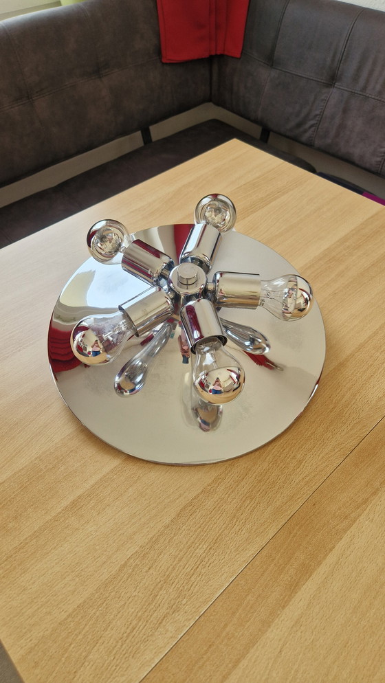 Image 1 of Hustadt Lighting Chrome Ceiling Light - Gaetano Sciolari