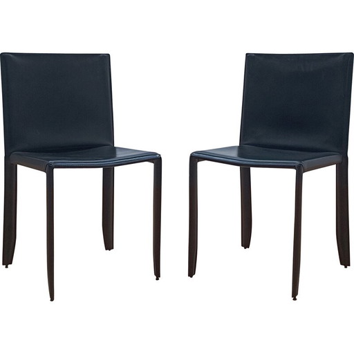 Sedia vintage in cuoio nero spesso di Margot per Cattelan Italia