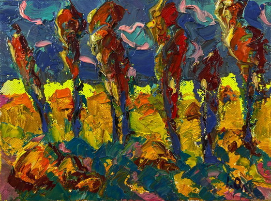 Original Oil Painting Summer Nature Landscape Evening Trees – Paintings & Drawings, Canvas (photo 3 of 8)