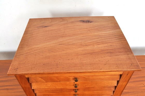 Image 1 of Vintage Beukenhouten Fourniturenkastje, Jaren 50