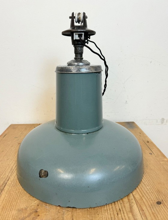 Image 1 of Industrial Grey Enamel Pendant Lamp from Siemens, 1930s