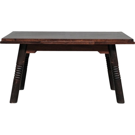 Table de salle à manger extensible en chêne, France 1930