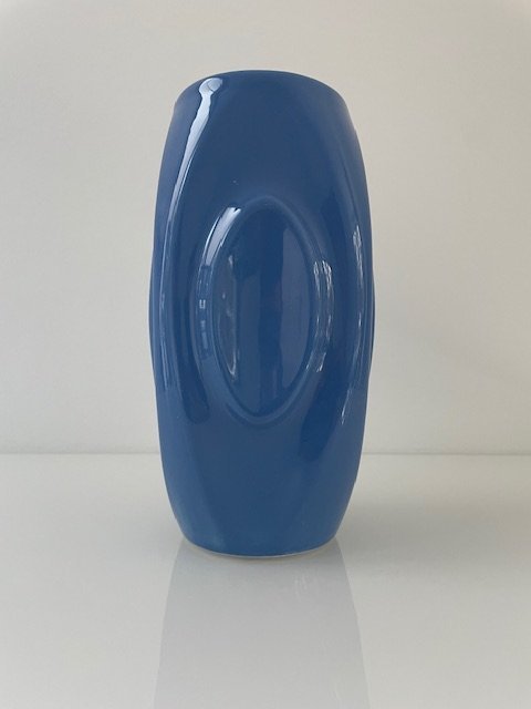 Image 1 of Beautiful Blue Glazed Vase With Ellipse Patterns