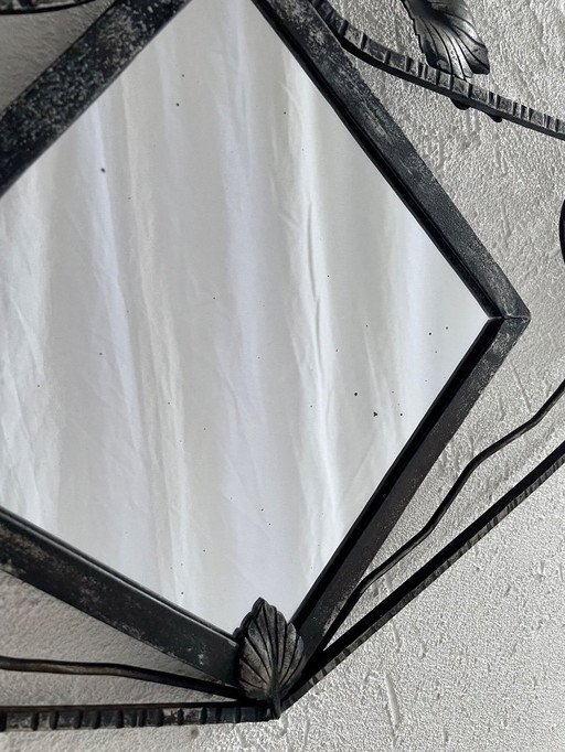 Espejo de hierro forjado Art Déco francés, década de 1930